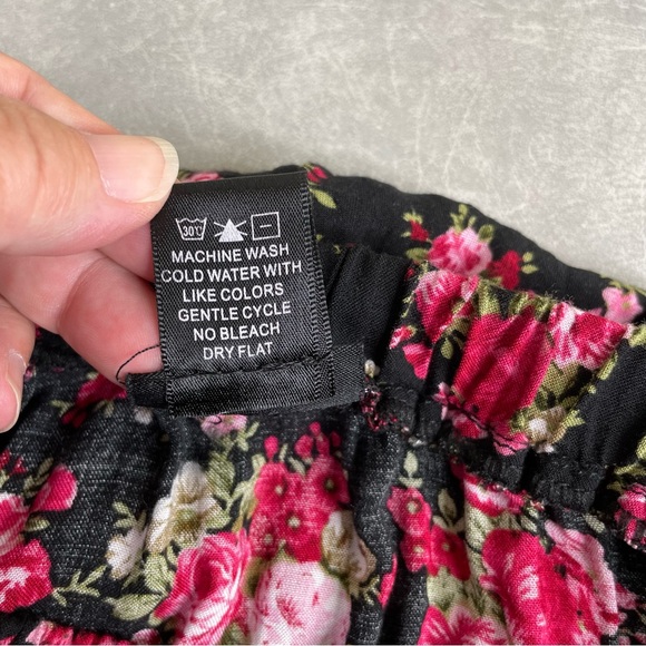 Rue21 Strapless Dress Red Floral Pattern Ruffled Top Edge and Asymmetric Hem - Picture 5 of 6